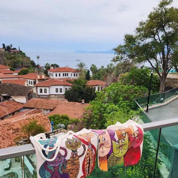 Tapestry Bag Tote Cats Shopping Beach Gym Shoulder 16"x 15" Unique Design New - Picture 12 of 13